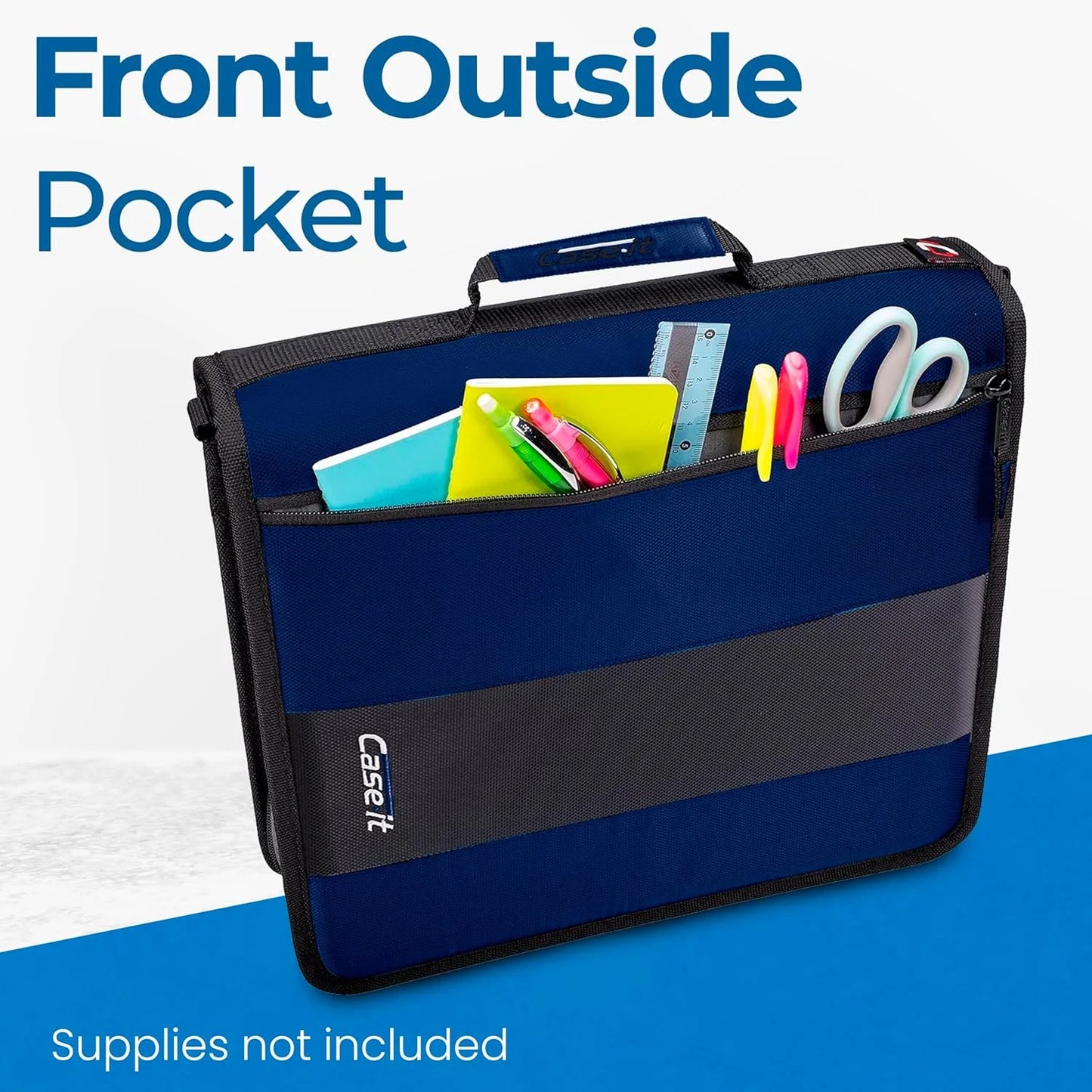 the Classic Zipper Binder - 2 Inch O-Rings - Multiple Pockets - 350 Sheet Capacity - Comes with Shoulder Strap - Midnight Blue D-251