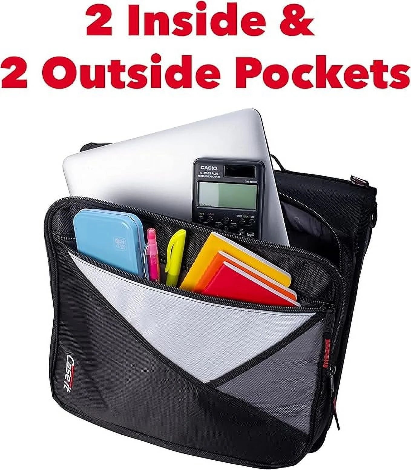 the Universal Zipper Binder - 2 Inch O-Rings - Padded Pocket That Holds up to 13 Inch Laptop/Tablet - Multiple Pockets - 400 Page Capacity - Comes with Shoulder Strap - Jet Black LT-007