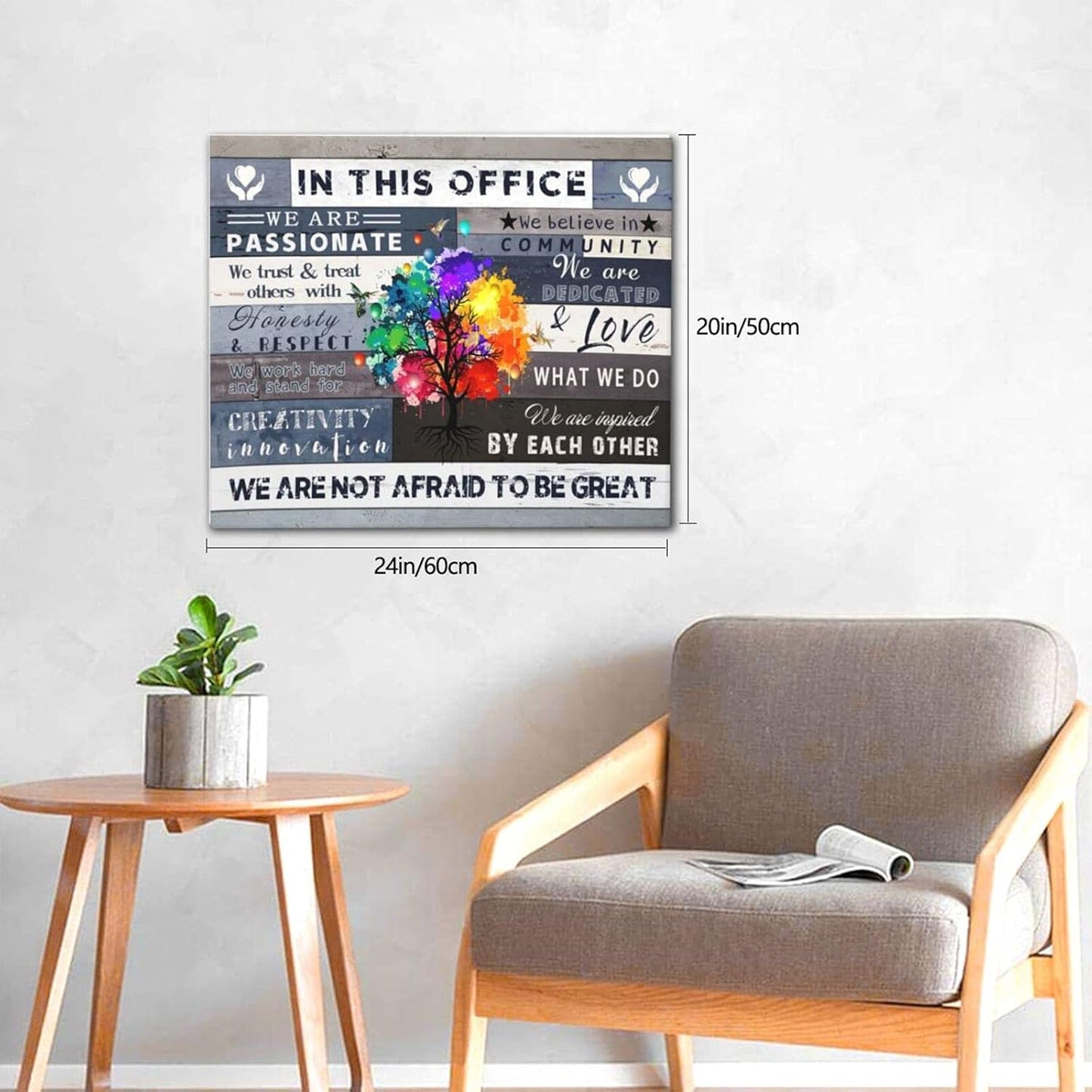 Inspirational Wall Art for Office Motivational Canvas Decor in This Office We Are Poster Quotes Office Wall Decor Rustic Canvas Print Framed for Office Positive Quotes Gifts, 24X20 Inch