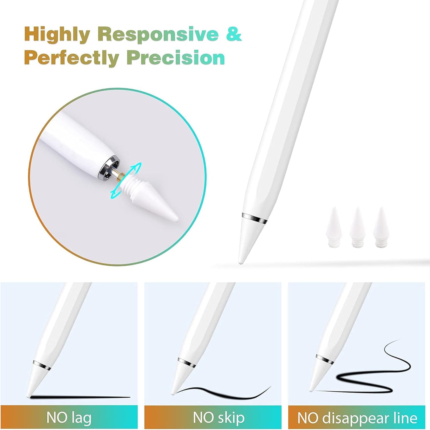 Stylus Pen for Ipad (2018-Later) with Tilt,Palm Rejection& Magnetic Adsorption Technology, Compatible with Ipad Pro, Ipad Air 3/4 Gen, Ipad Mini 5