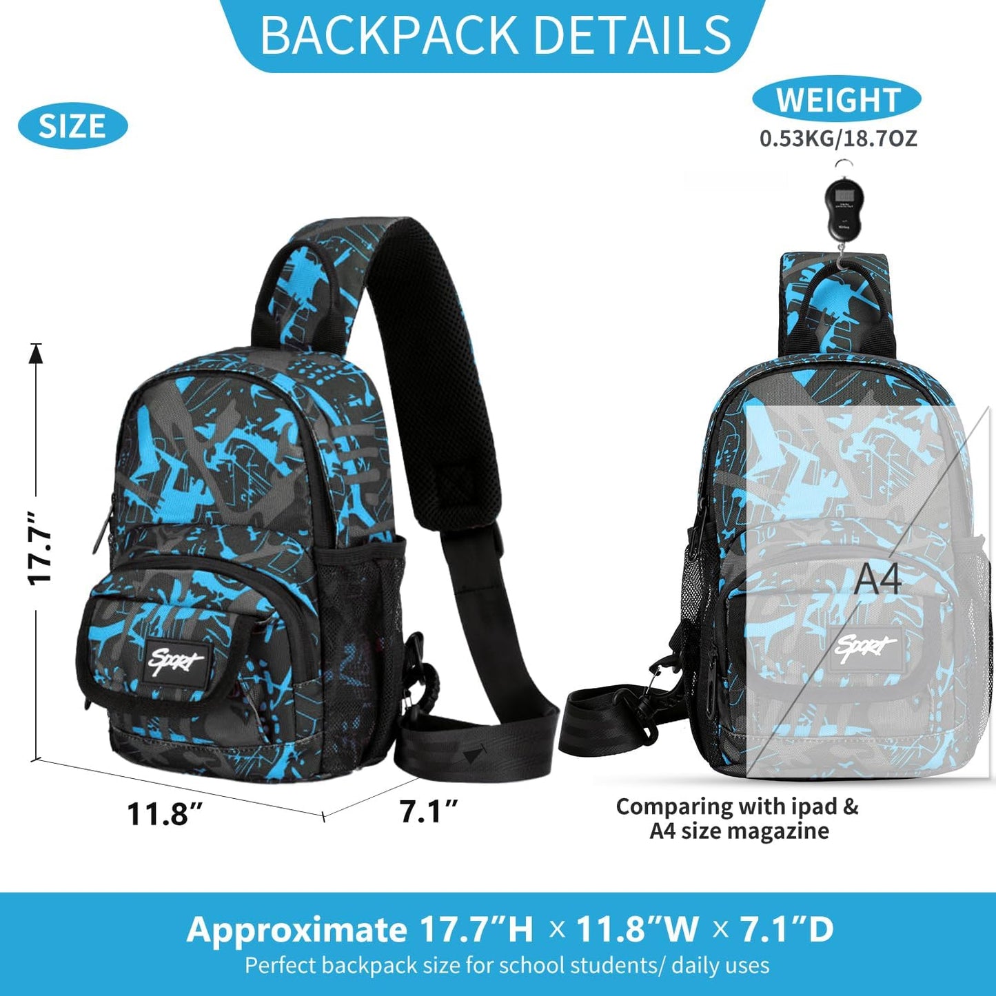 Boys and Girls Kids Backpacks, Lightweight Backpack 18.5 X 13.75 X 8.75 Inches Bags 10 X 8 X 3.7 Inches Kids Backpacks for School and Travel, BPA Free