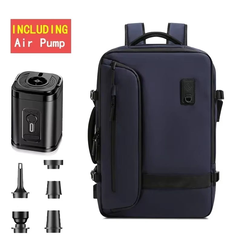 Backpack Man Travel Vacuum Compression with Electric Pump 17In Laptop Bag Waterproof Storage Expandable Fashion Casual Back Pack