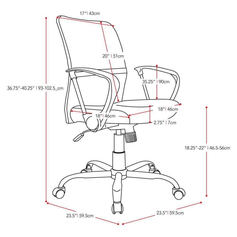 Workspace Office Chair with Contoured Black Mesh Back