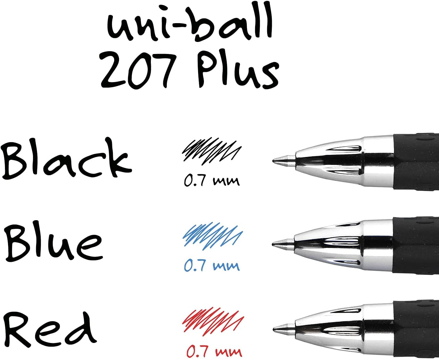 Signo 207+ Gel Pens 4 Pack, 0.7Mm Medium Black, Smooth Writing Gel Ink Pens