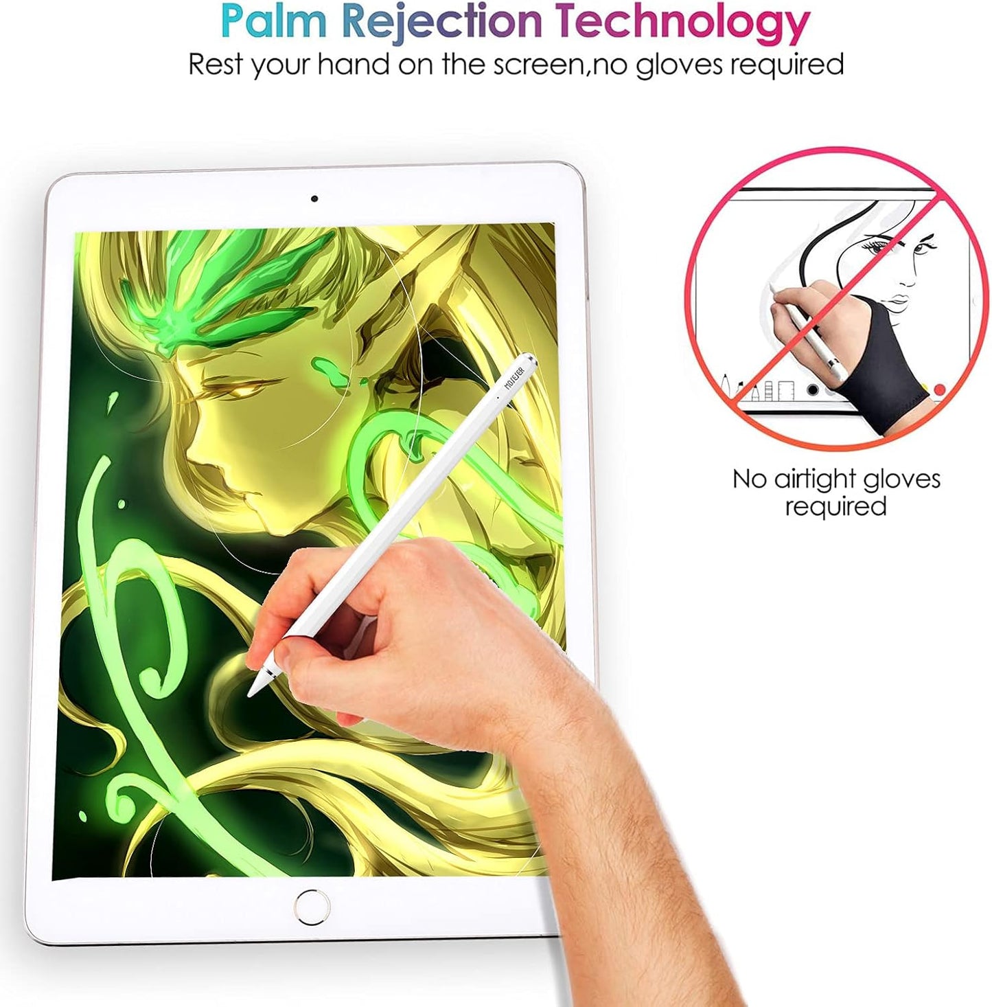 Stylus Pen for Ipad (2018-Later) with Tilt,Palm Rejection& Magnetic Adsorption Technology, Compatible with Ipad Pro, Ipad Air 3/4 Gen, Ipad Mini 5