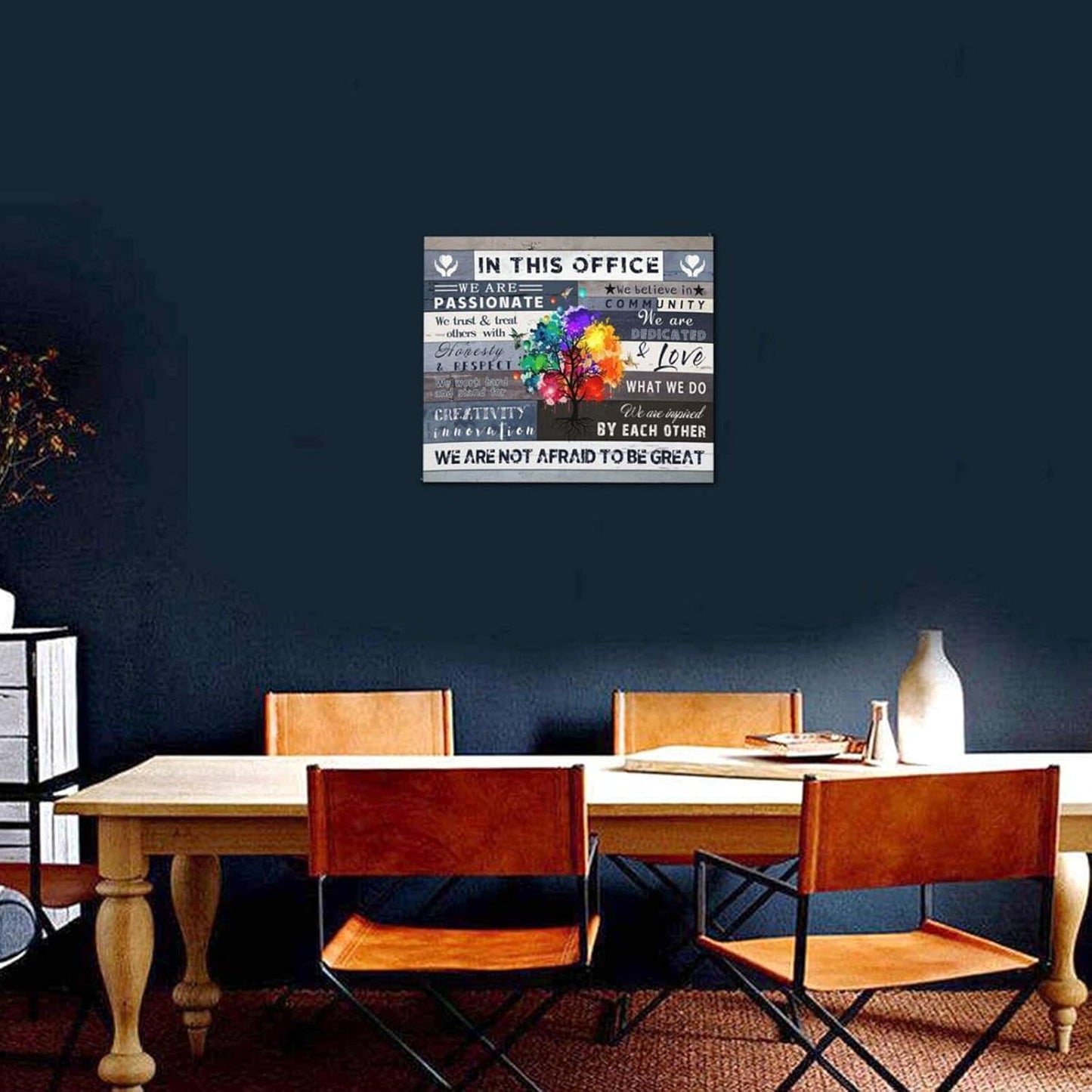 Inspirational Wall Art for Office Motivational Canvas Decor in This Office We Are Poster Quotes Office Wall Decor Rustic Canvas Print Framed for Office Positive Quotes Gifts, 24X20 Inch