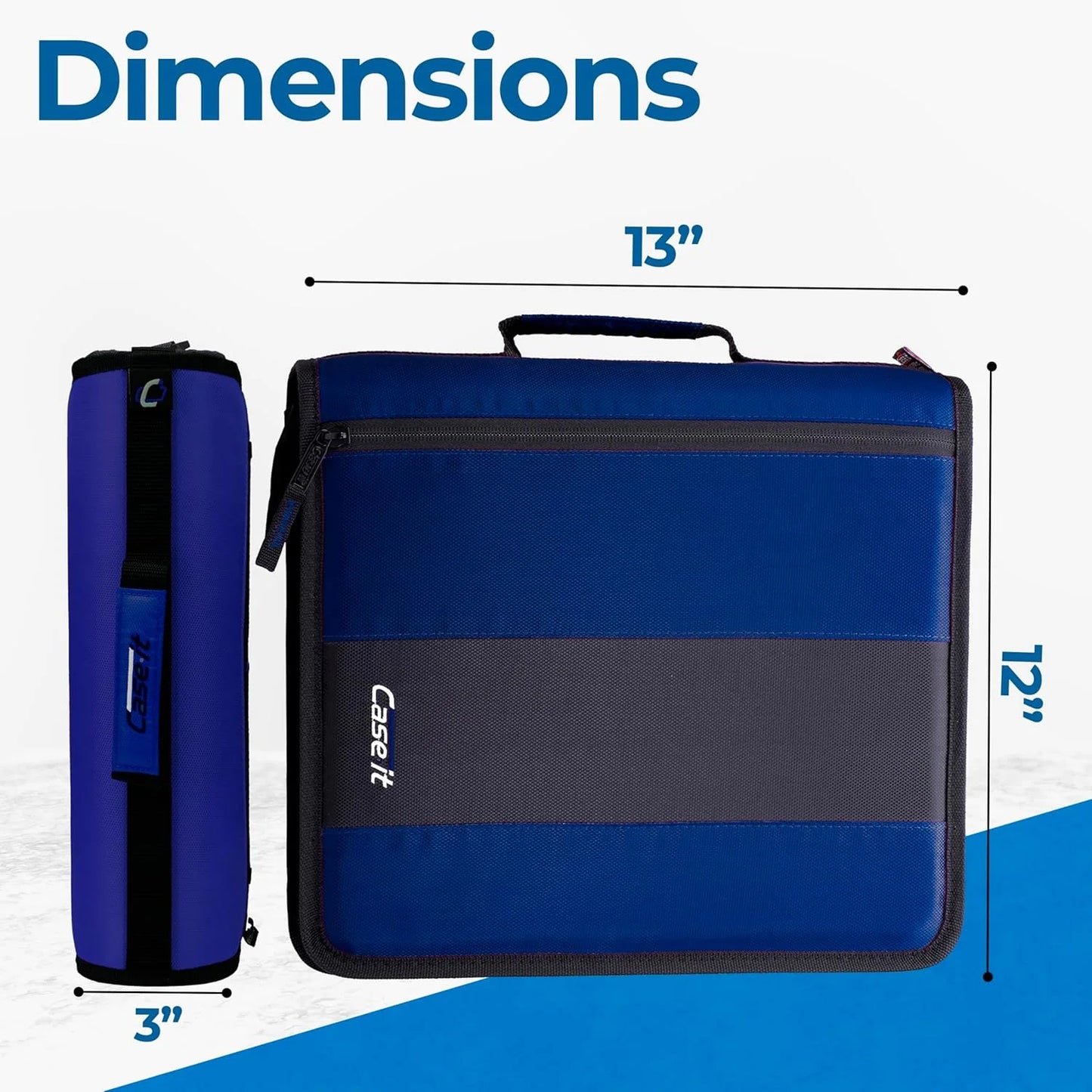 the Classic Zipper Binder - 2 Inch O-Rings - Multiple Pockets - 350 Sheet Capacity - Comes with Shoulder Strap - Midnight Blue D-251