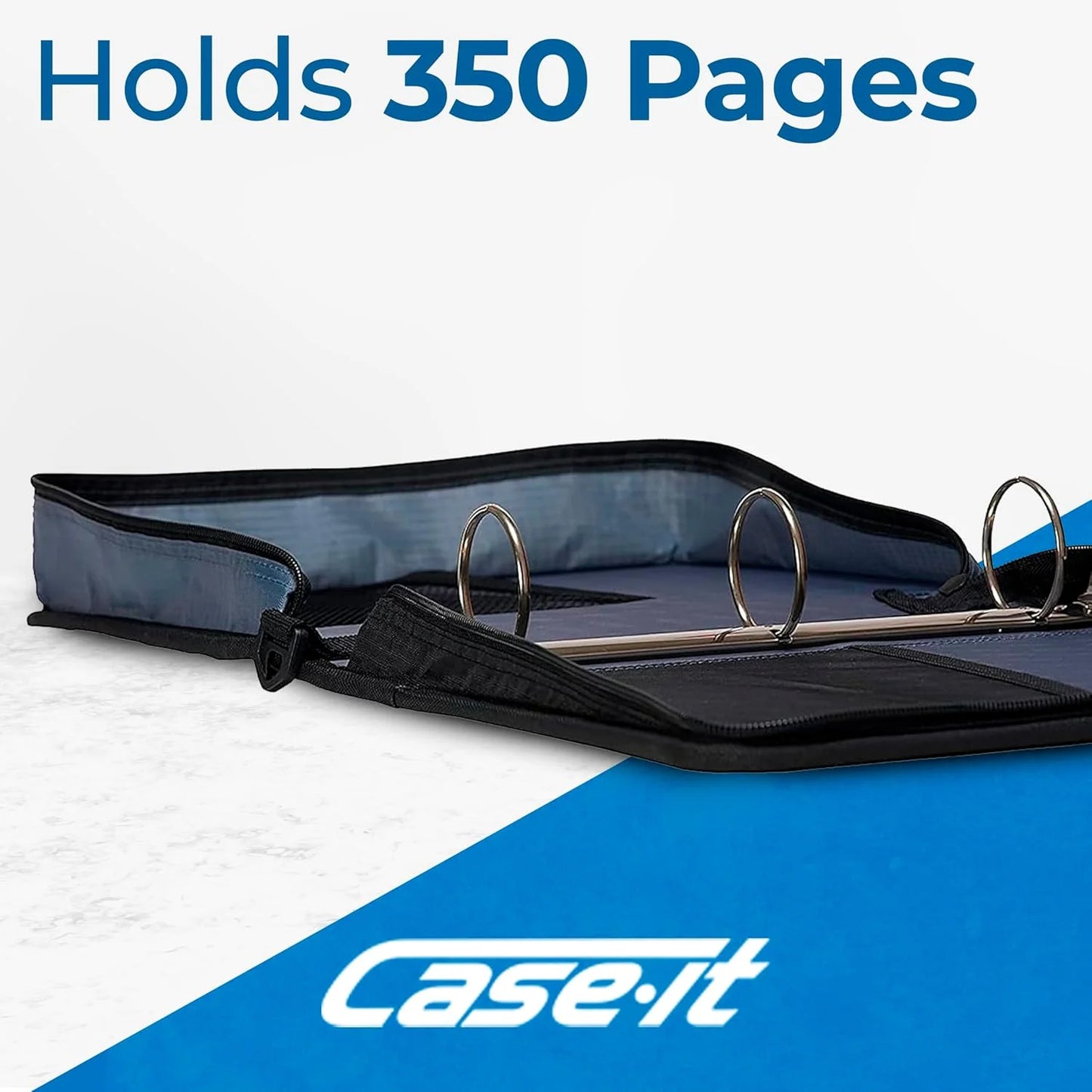 the Classic Zipper Binder - 2 Inch O-Rings - Multiple Pockets - 350 Sheet Capacity - Comes with Shoulder Strap - Midnight Blue D-251