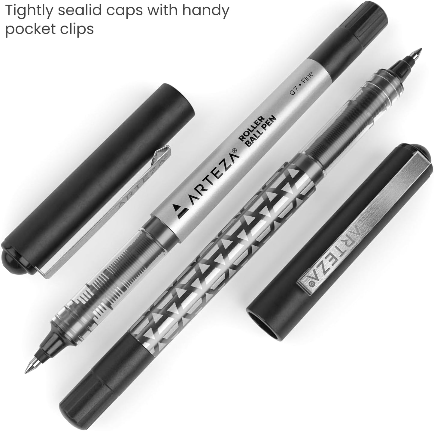 Rollerball Pens, Pack of 20, 0.7Mm Black Liquid Ink Pens, Office Supplies for Bullet Journaling, Fine Point Rollerball for Writing, Taking Notes & Sketching