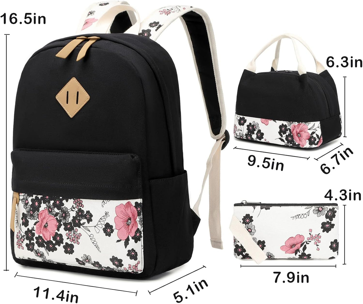 Goodking Teen Girls School Backpack Kids Bookbag Lightweight Travel Laptop Backpack Stylish Casual Daypack
