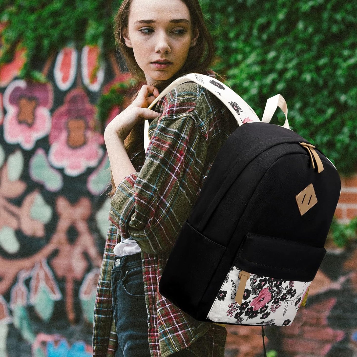 Goodking Teen Girls School Backpack Kids Bookbag Lightweight Travel Laptop Backpack Stylish Casual Daypack