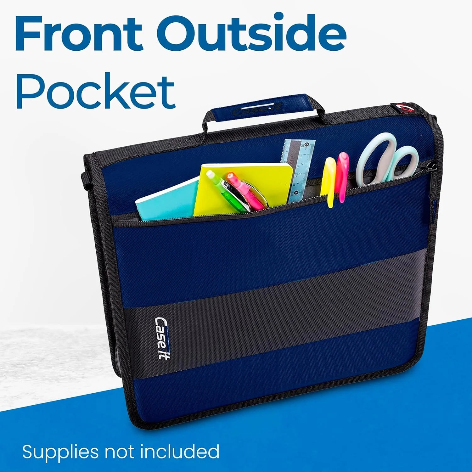 the Classic Zipper Binder - 2 Inch O-Rings - Multiple Pockets - 350 Sheet Capacity - Comes with Shoulder Strap - Midnight Blue D-251