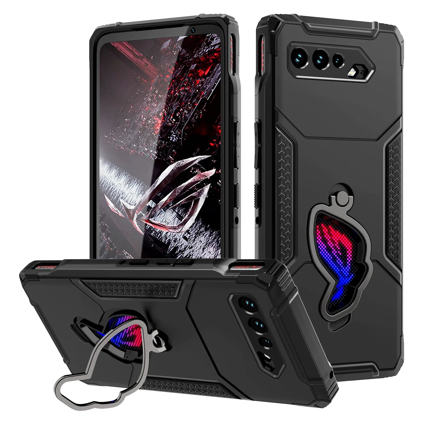 ZSHOW Armor Case for ASUS ROG Phone 5 5S Case Air Trigger Compatible with Kickstand Dust Plug Drop Protection for ROG Phone 5S
