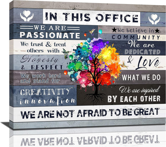 Inspirational Wall Art for Office Motivational Canvas Decor in This Office We Are Poster Quotes Office Wall Decor Rustic Canvas Print Framed for Office Positive Quotes Gifts, 24X20 Inch