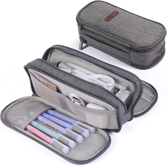 Oxford Cloth Pencil Case with Zipper Waterproof, Gray