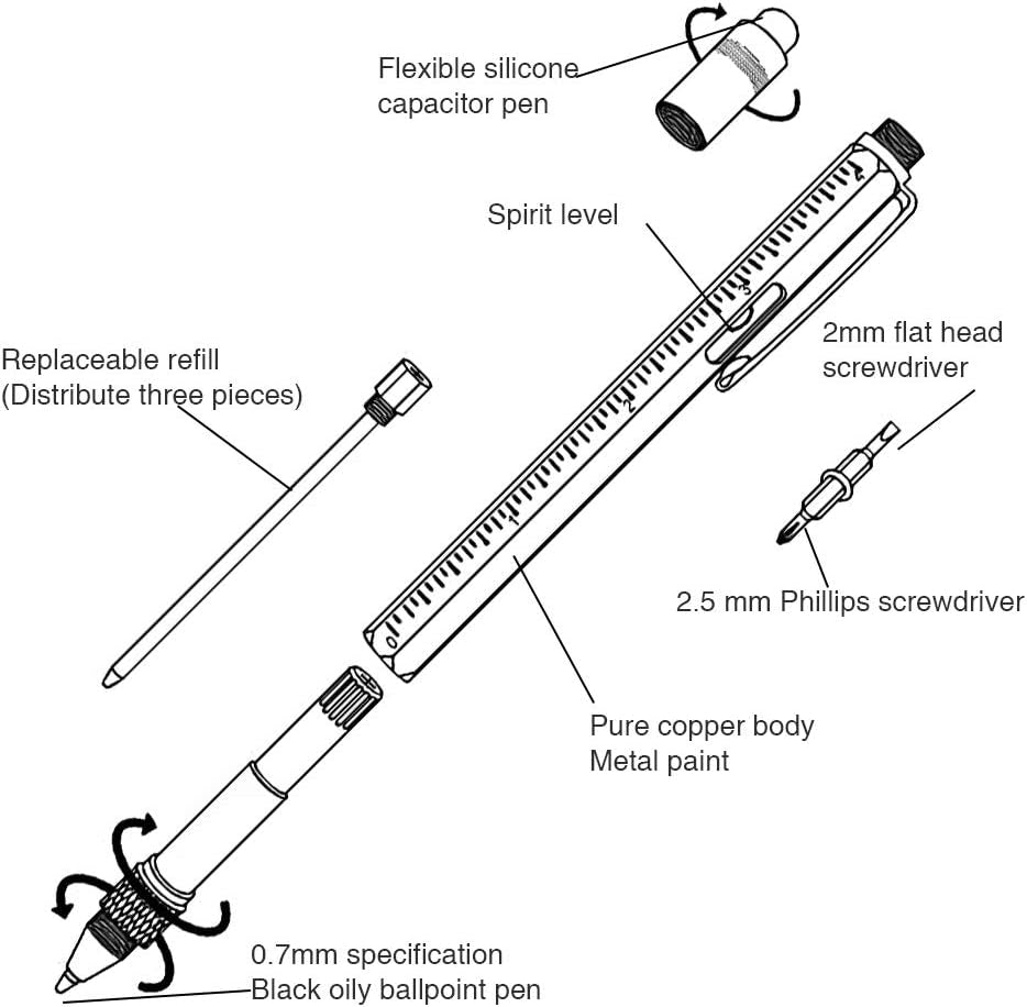 6 in 1 Multitool Pen - Christmas & White Elephant Gift for Dad, Cool Gadget for Men Who Have Everything