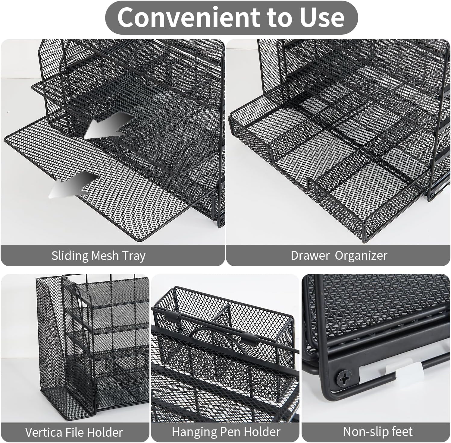 Desktop Organizer, 3 Drawer Jewelry Organizer with Pen Holders, Rose Gold, for Office Supplies and Skincare