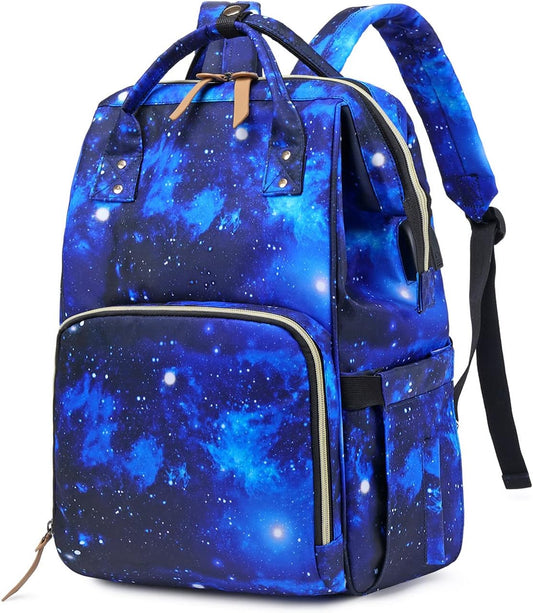 Diaper Bag Backpack,  Baby Nappy Changing Bags Multifunction Waterproof Travel Back Pack for Moms Dads, Blue Galaxy
