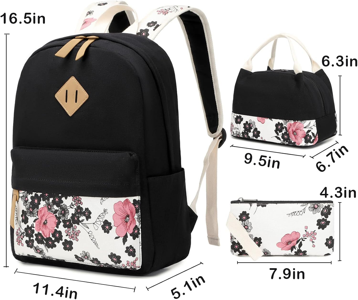 Goodking Teen Girls School Backpack Kids Bookbag Lightweight Travel Laptop Backpack Stylish Casual Daypack